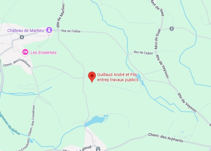 Localisation Guillaud André et Fils : Travaux Publics Plan montrant Guillaud André et Fils entrep travaux publics près du Château de Marlieu et Les Enselmes.